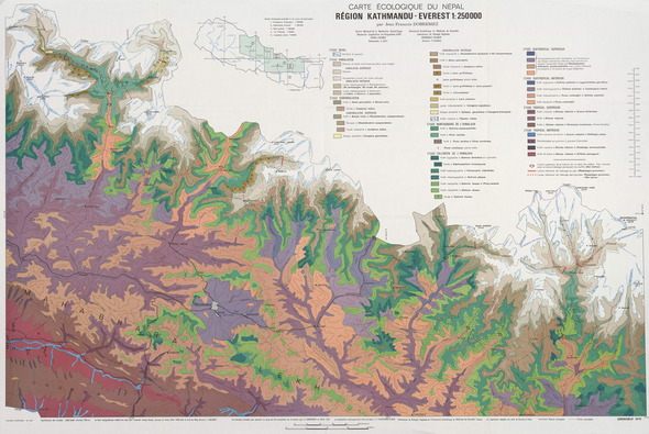 Carte écologique du Népal. Région Katmandu-Everest 101 x 66 cm, 1/250 000