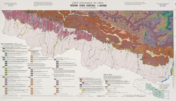 Carte écologique du Népal. Région Terai Central 55 x 96 cm, 1/250 000