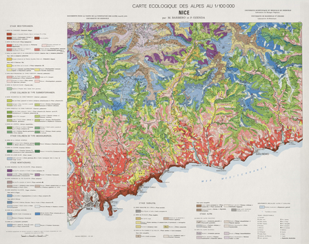 Carte écologique des Alpes. Nice 59 x 76 cm, 1/100 000