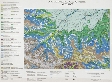 Carte écologique des Alpes. Viève- Cuneo 55 x 75 cm, 1/100 000