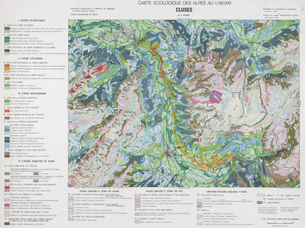 Carte écologique des Alpes. Feuille de Cluses 55 x 74 cm, 1/50 000