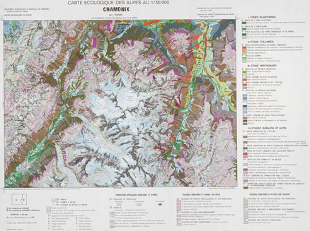 Carte écologique des Alpes. Feuille de Chamonix 55 x 74 cm, 1/50 000