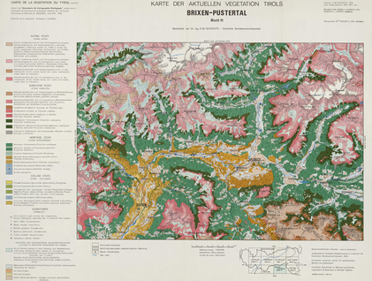 Karte der Aktuellen Vegetation von Tirol VI teil : blatt 11, Pustertal-Brixen. Carte de la végétation de Tyrol 6e partie : feuille 11, Pustertal-Brixen 54 x 71 cm, 1/100 000