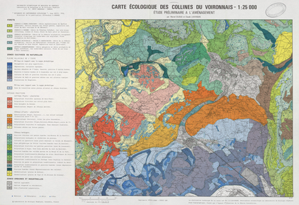 Carte écologique des collines du Voironnais.  Etude préliminaire à l'aménagement 49 x 71 cm, 1/25 000
