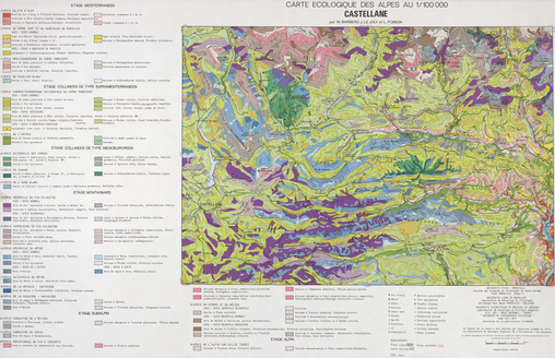 Carte écologique des Alpes. Feuille de Castellane 55 x 86 cm, 1/100 000