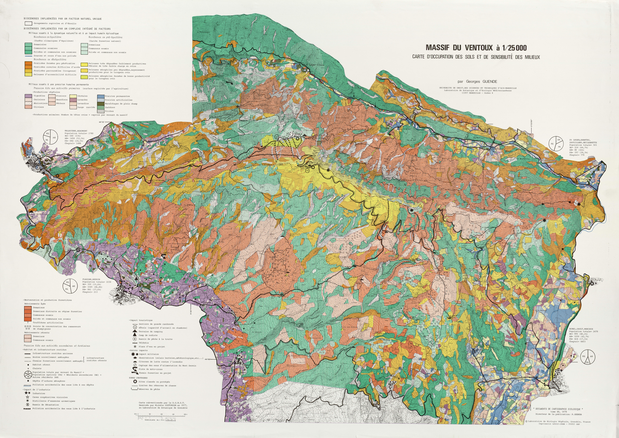 Massif du Ventoux. Carte d'occupation des sols et de sensibilité des milieux 74 x 106 cm, 1/25 000