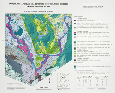 Cartographie appliquée à la détection des populations d'Ixodidés (extrémité méridionale du Jura) 64 x 52 cm, 1/35 000