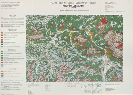 Karte der Aktuellen Vegetation von Tirol. Blatt 4, Kitzbuheler Alpen. Carte de la végétation de Tyrol 9e partie : feuille 4, Kitzbuheler Alpen 53 x 75 cm, 1/100 000