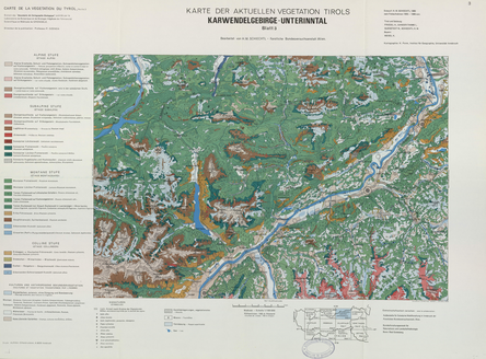 Karte der Aktuellen Vegetation von Tirol. Blatt 3, Karwendelgebirge-Unterinntal. Carte de la végétation de Tyrol 10e partie : feuille 3,  Karwendelgebirge-Unterinntal 56 x 75 cm, 1/100 000
