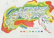 Contribution à l'étude bioclimatique de l'arc alpin. Indice de Martonne 38 x 27 cm, 1/2 000 000