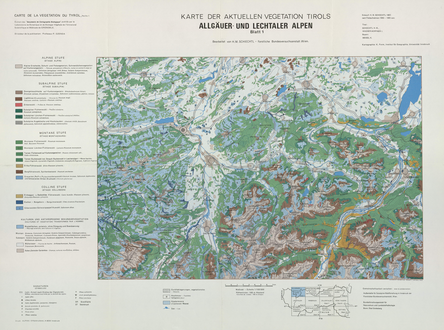 Karte der Aktuellen Vegetation von Tirol. Blatt 1, Lechtaler und Allgauer Alpen. Carte de la végétation de Tyrol 12e partie : feuille 1,  Lechtaler und Allgauer  Alpen 55 x 76 cm, 1/100 000