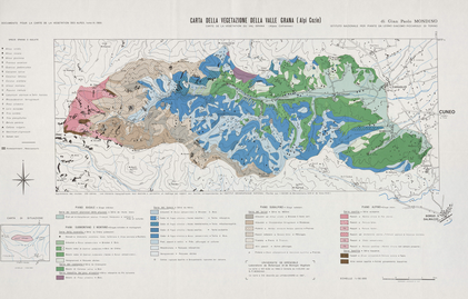 Carta della vegetazione della Valle Grana (Alpi Cozie) (carte de la végétation du Val Grana Alpes cottiennes) 45 x 72 cm, 1/50 000
