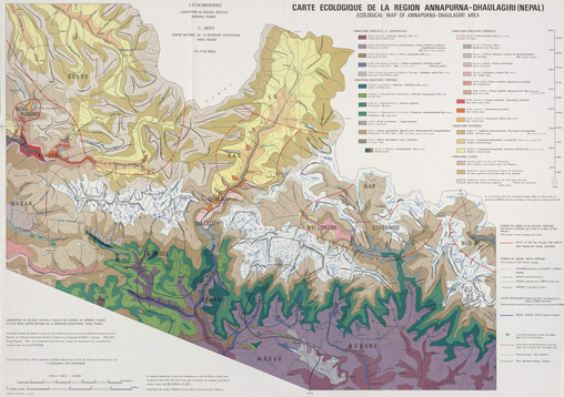 Carte écologique de la région Annapurna-Dhaulagiri (Népal) 60 x 86 cm, 1/250 000