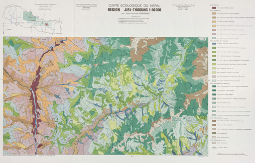 Carte écologique du NépalI -Région Jiri-Thodung 55 x 86 cm, 1/50 000