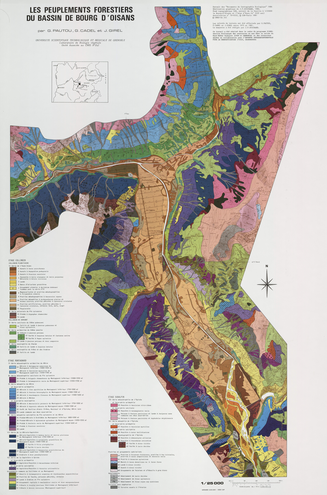 Les peuplements forestiers du bassin de Bourg d'Oisans 55 x 84 cm, 1/25 000